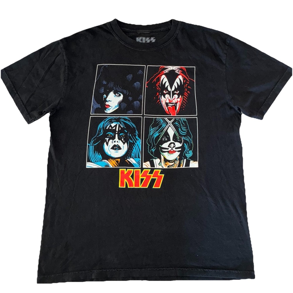 Kiss T Shirt L Black 2025 Unmasked Track‎ List NEW *flaws